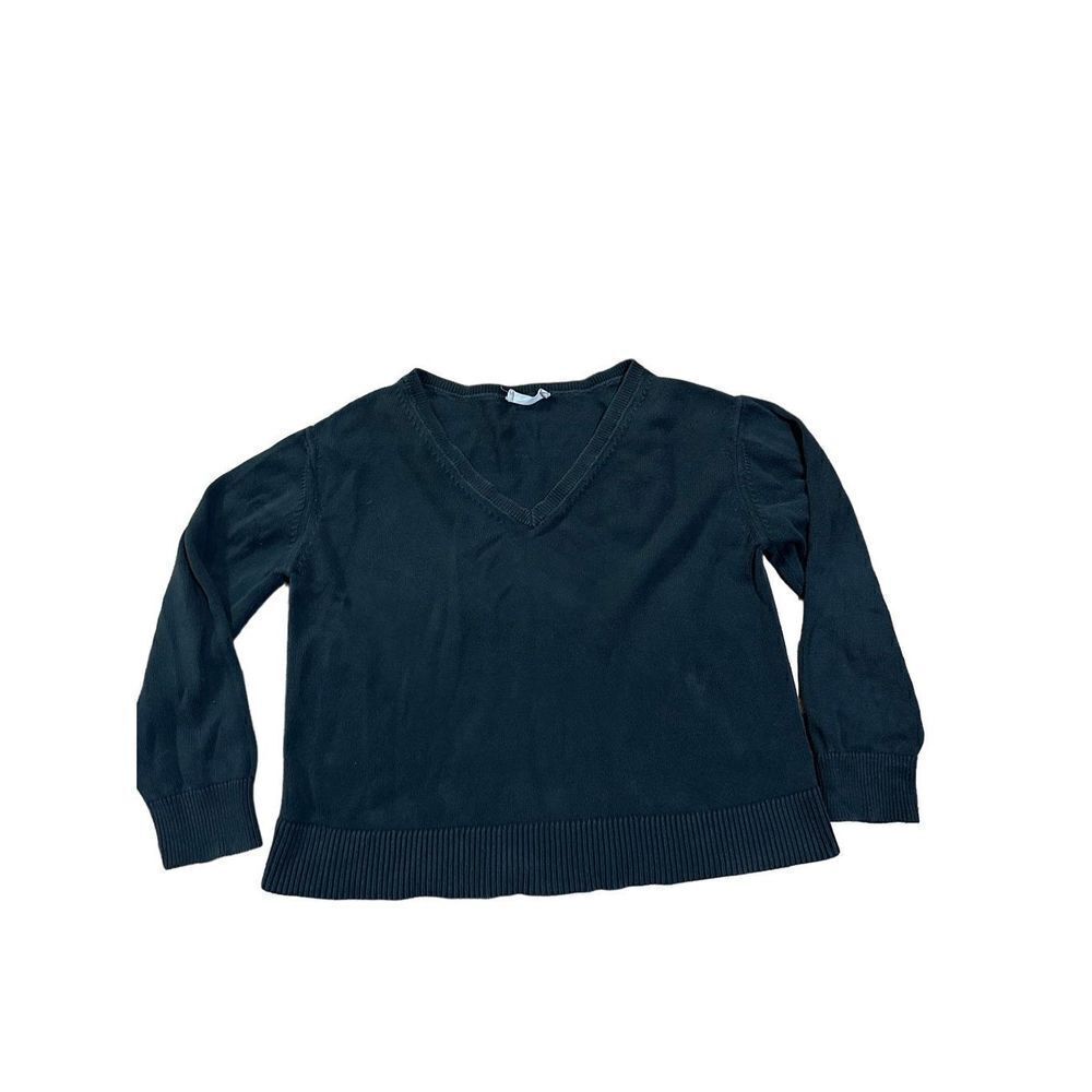 Everlane Black‎ Knit Cotton Vneck Sweater sz small